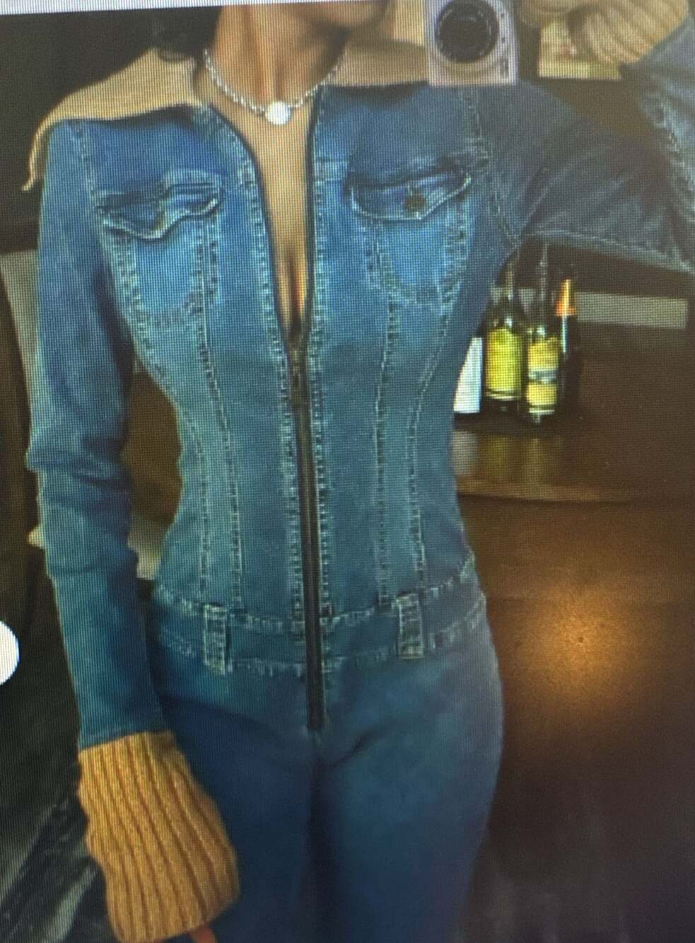 JLO Denim Jumpsuit with Knit Hood and Cuffs